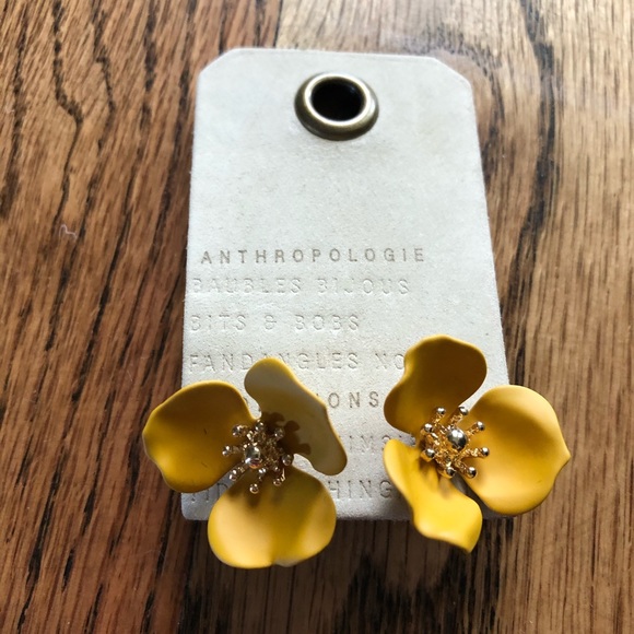 Anthropologie Jewelry - Anthropologie Yellow Flower Earrings